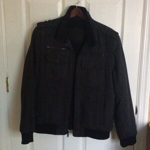 Black Rivet Men's Dark Gray Military Jacket